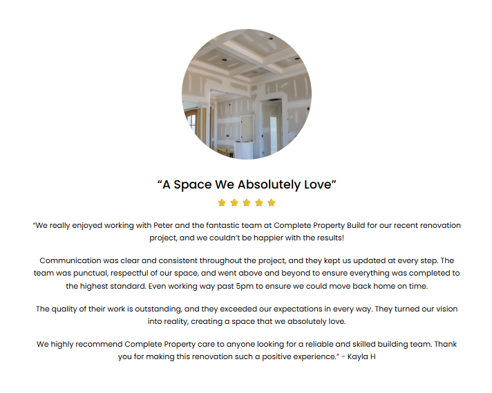 Complete Property Build customer testimonial